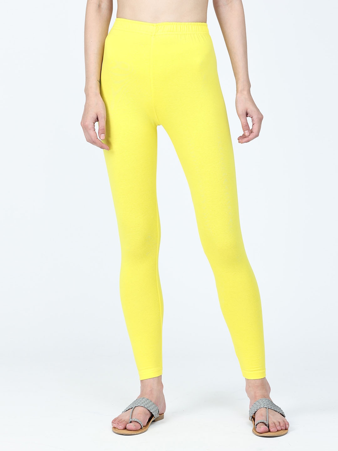 

Robinbosky Women Ankle Length Cotton Lycra Leggings, Yellow