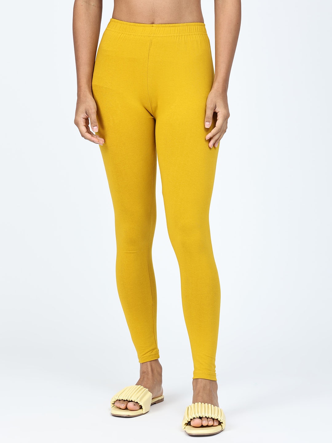 

Robinbosky Women Stretchable Ankle-Length leggings, Yellow