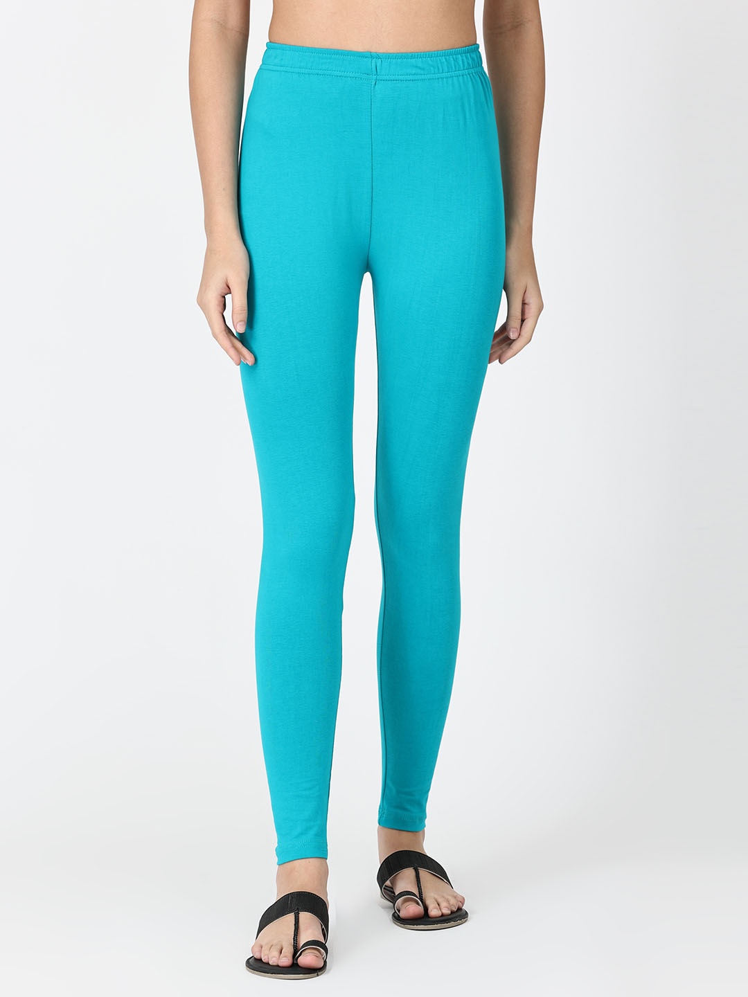 

Robinbosky Women Ankle Length Anti Pilling Leggings, Turquoise blue