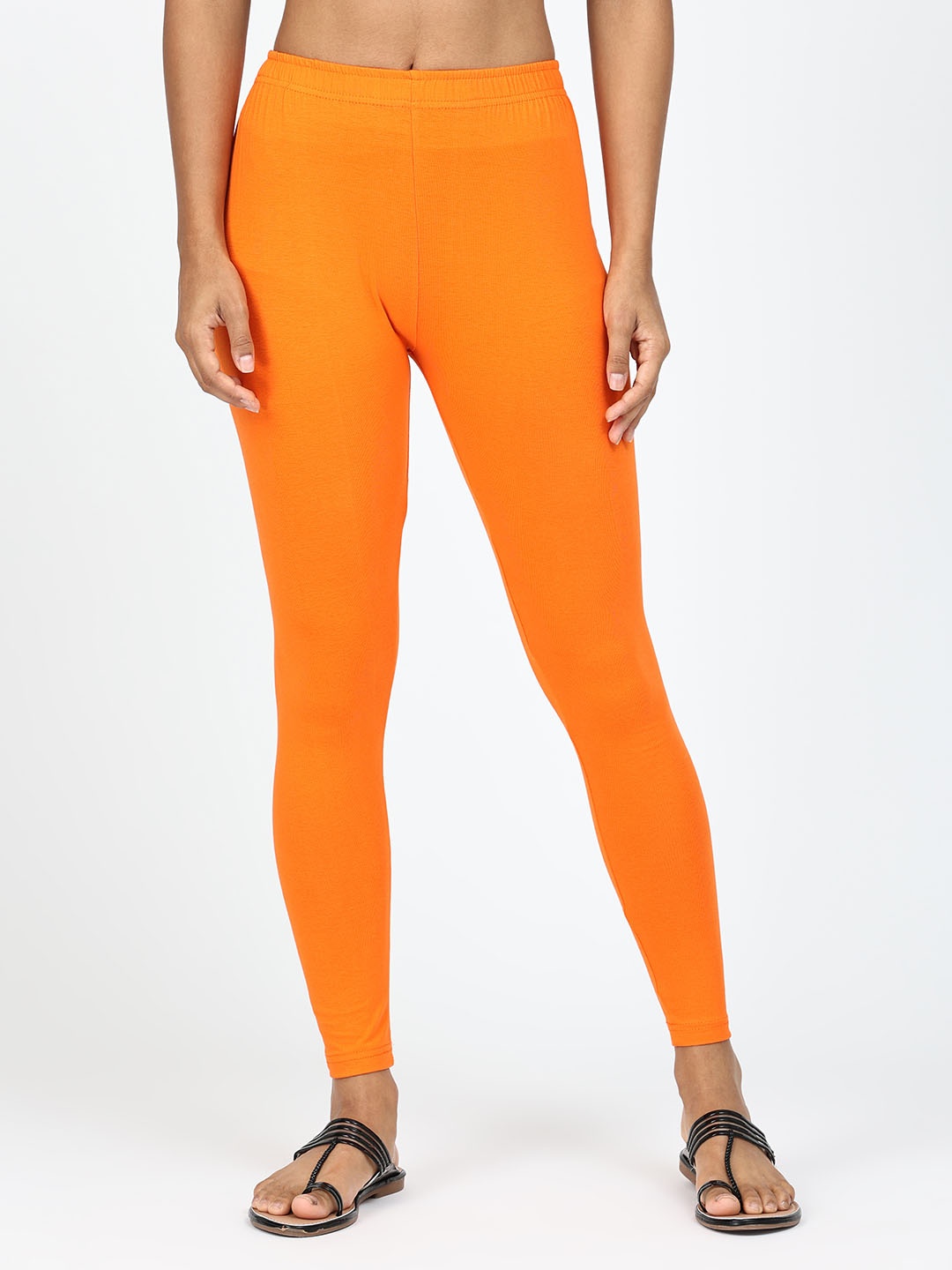

Robinbosky Women Cotton Ankle Leggings, Orange