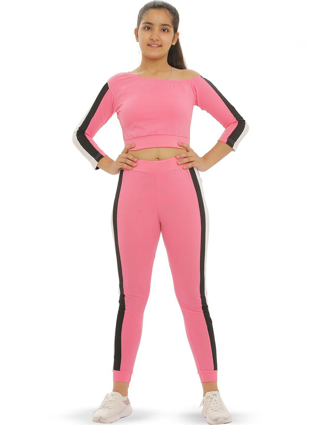 

BAESD Girls Crop Pure Cotton Top With Pyjamas, Pink