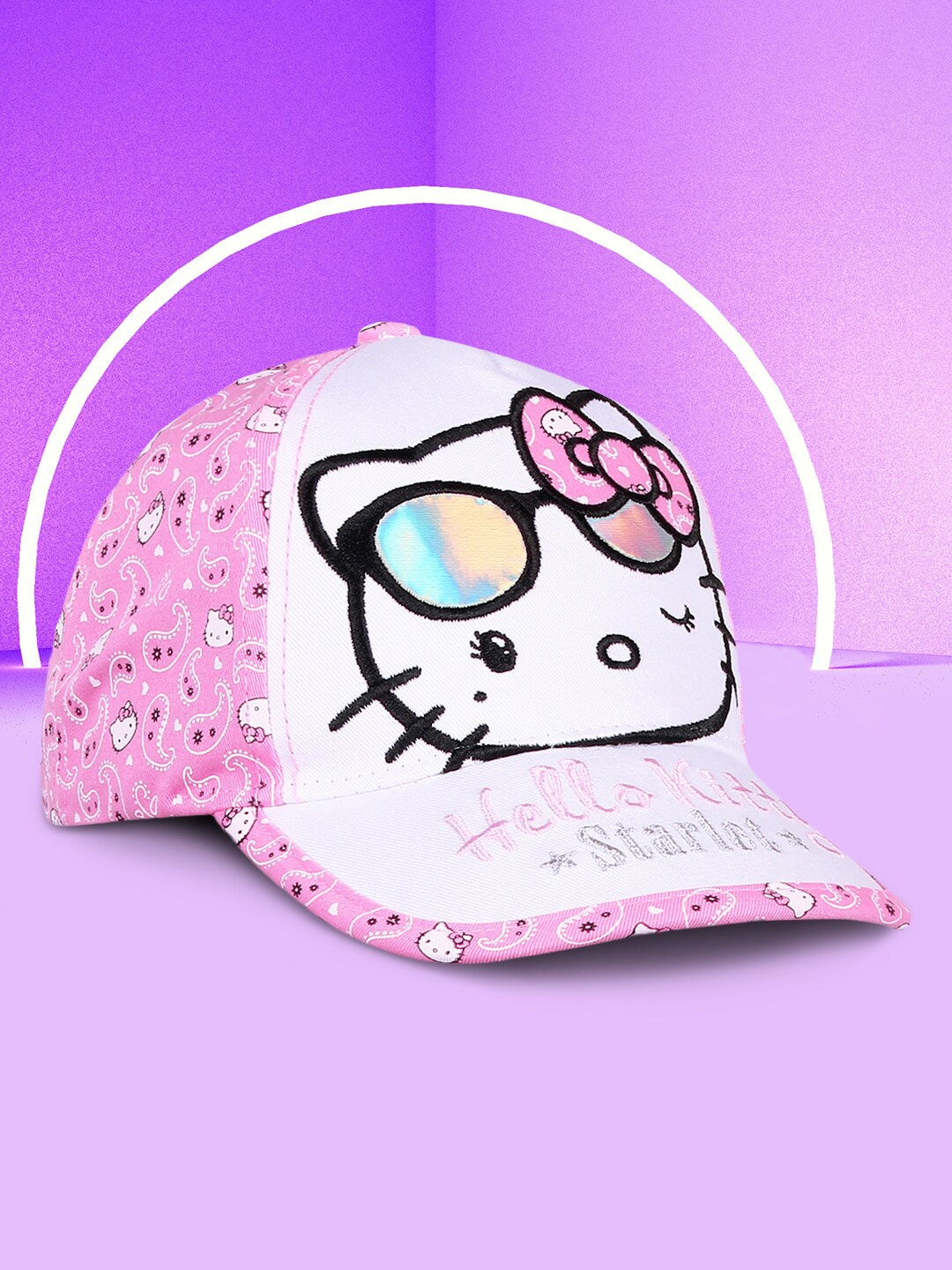 

Kids Ville Girls Hello Kitty Printed Baseball Cap with Embroidered Detail, Pink