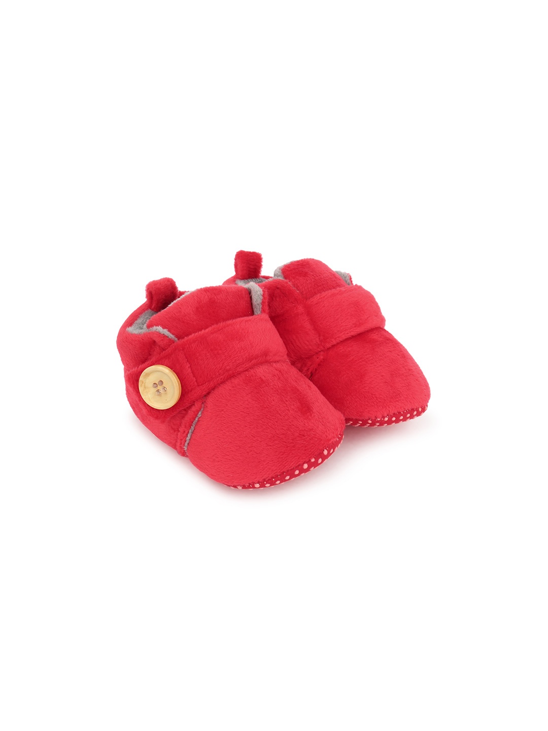 

Superminis Infants Velvet Soft Base Booties, Red