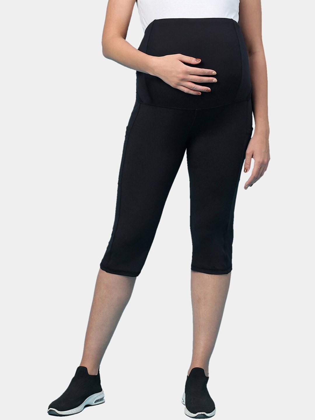 

Inner Sense Recycled Fibre Antimicrobial Maternity Mid-Calf Tights, Black