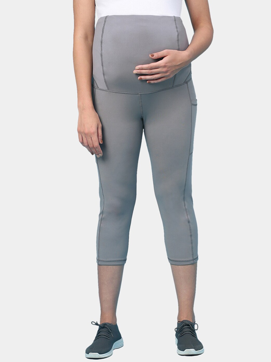 

Inner Sense High-Rise Three-Fourth Length Maternity Tights, Grey