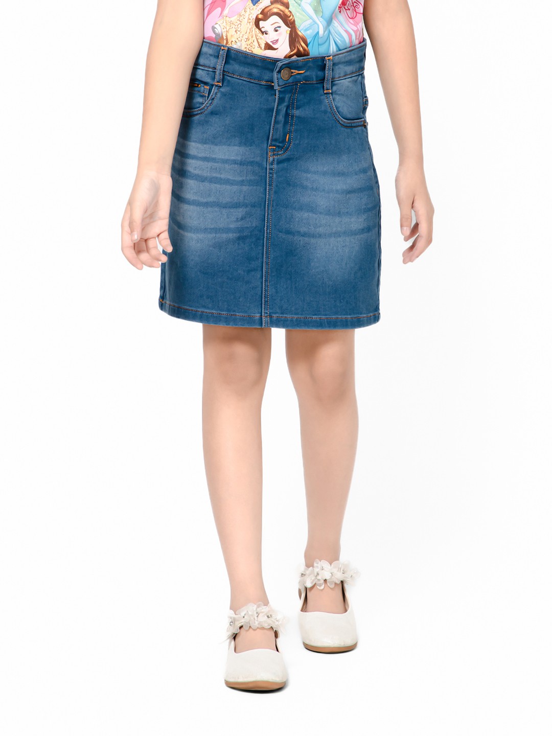 

Bodycare Kids Girls Faded Mini Denim Pencil Skirt, Blue