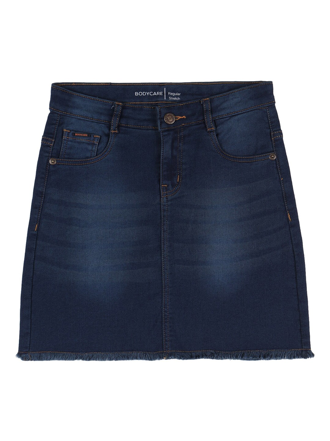 

Bodycare Girls Washed A-line Stretchable Denim Skirt, Blue