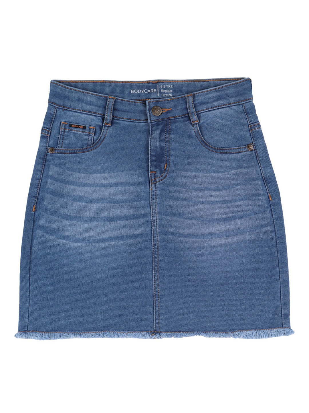 

Bodycare Kids Girls Mid-Rise Washed A-Line Denim Skirt, Blue