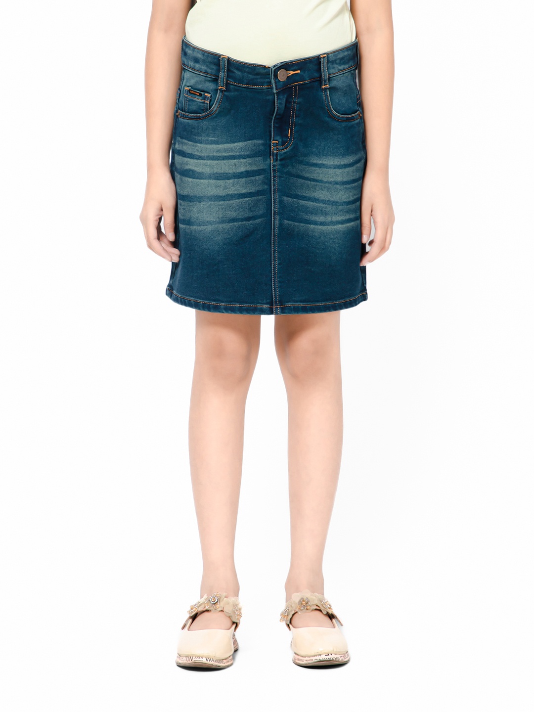 

Bodycare Kids Girls Washed Dinim A-line Skirt, Blue