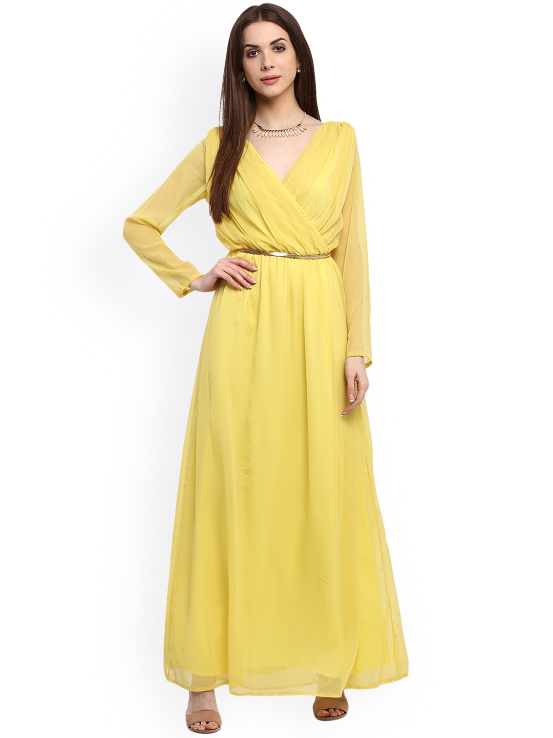 

La Zoire Women Yellow Solid Maxi Dress