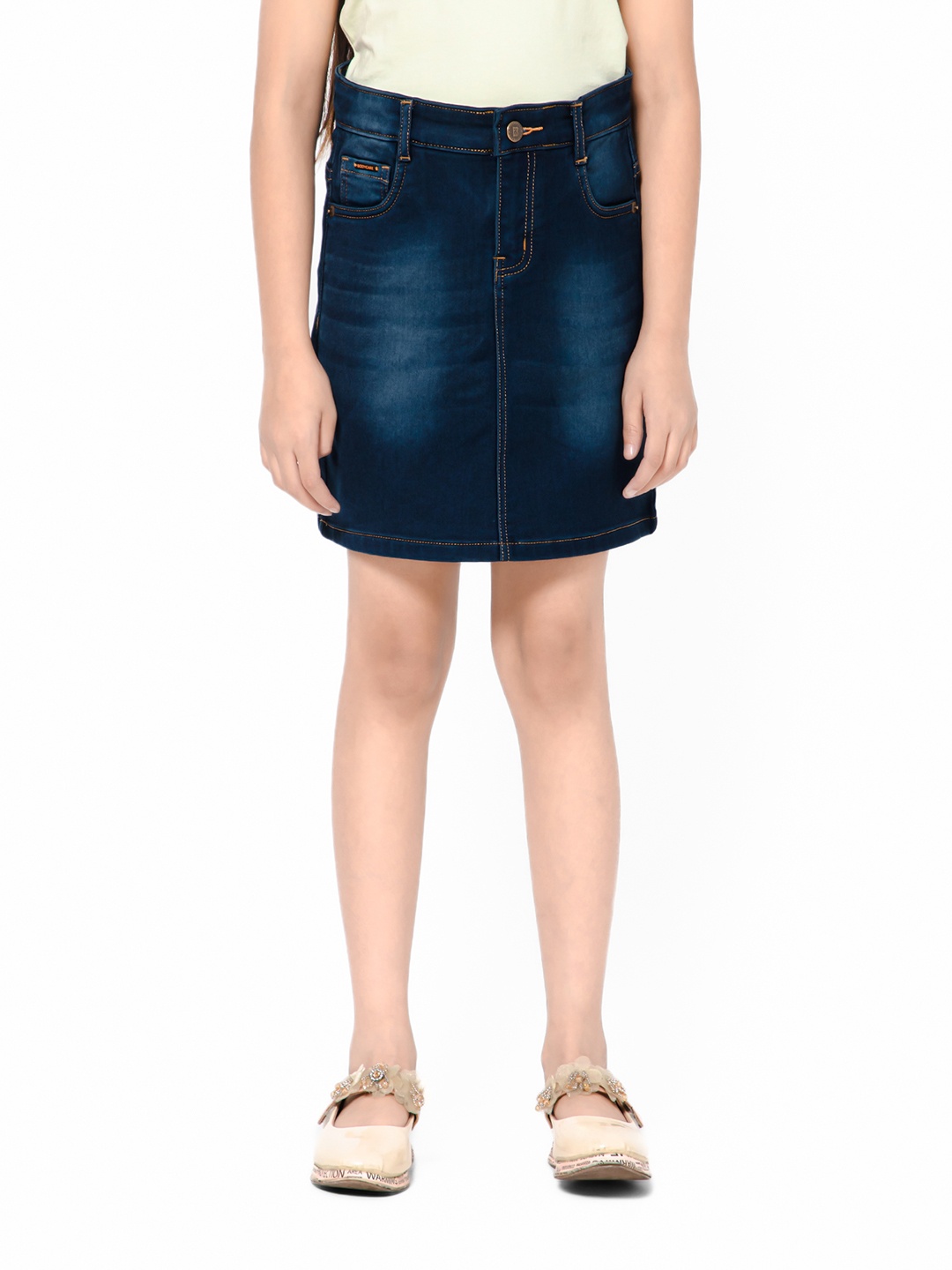 

Bodycare Kids Girls Faded Mini Denim Pencil Skirt, Navy blue