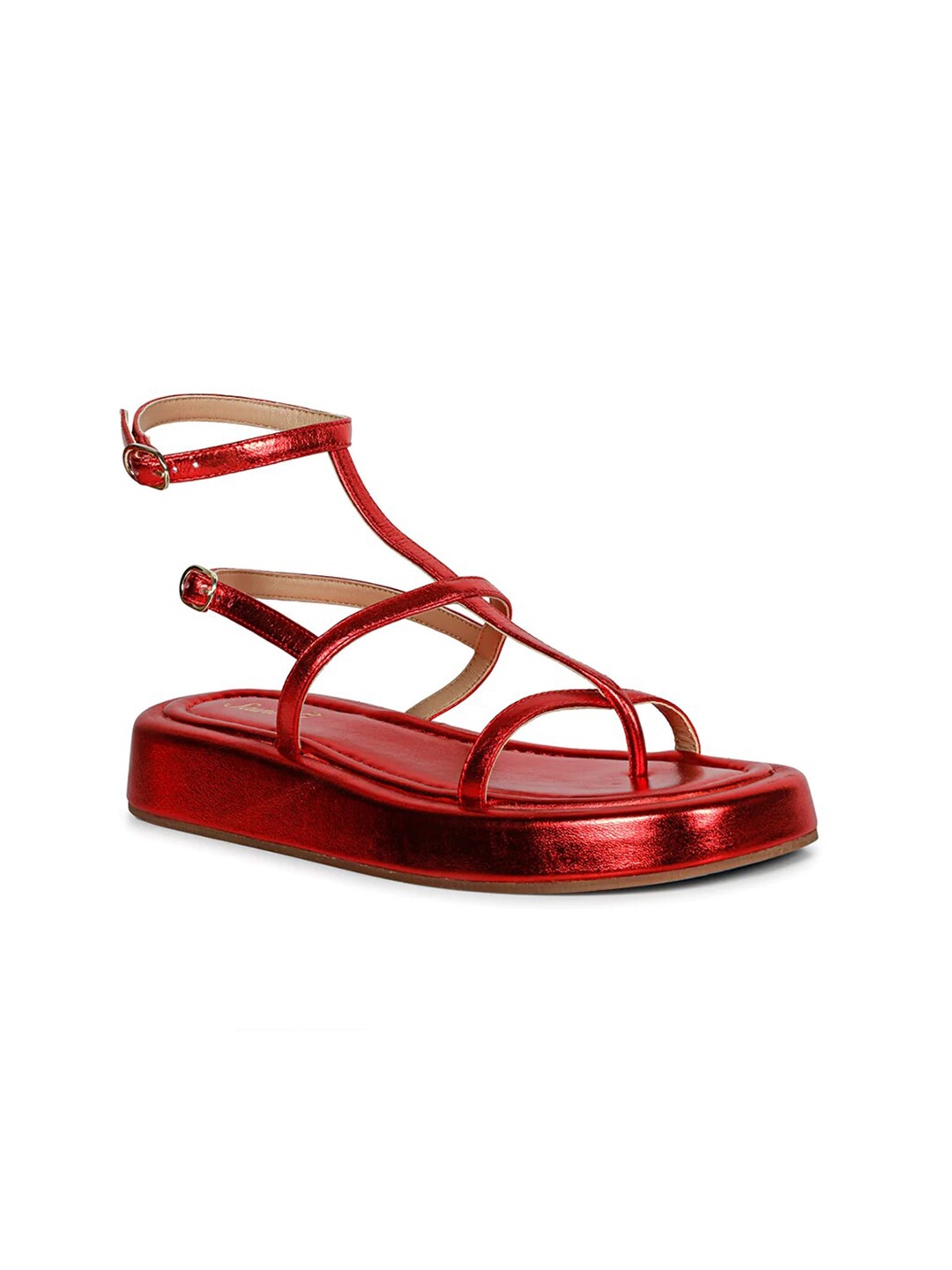 

Saint G Strappy Leather Gladiators, Red