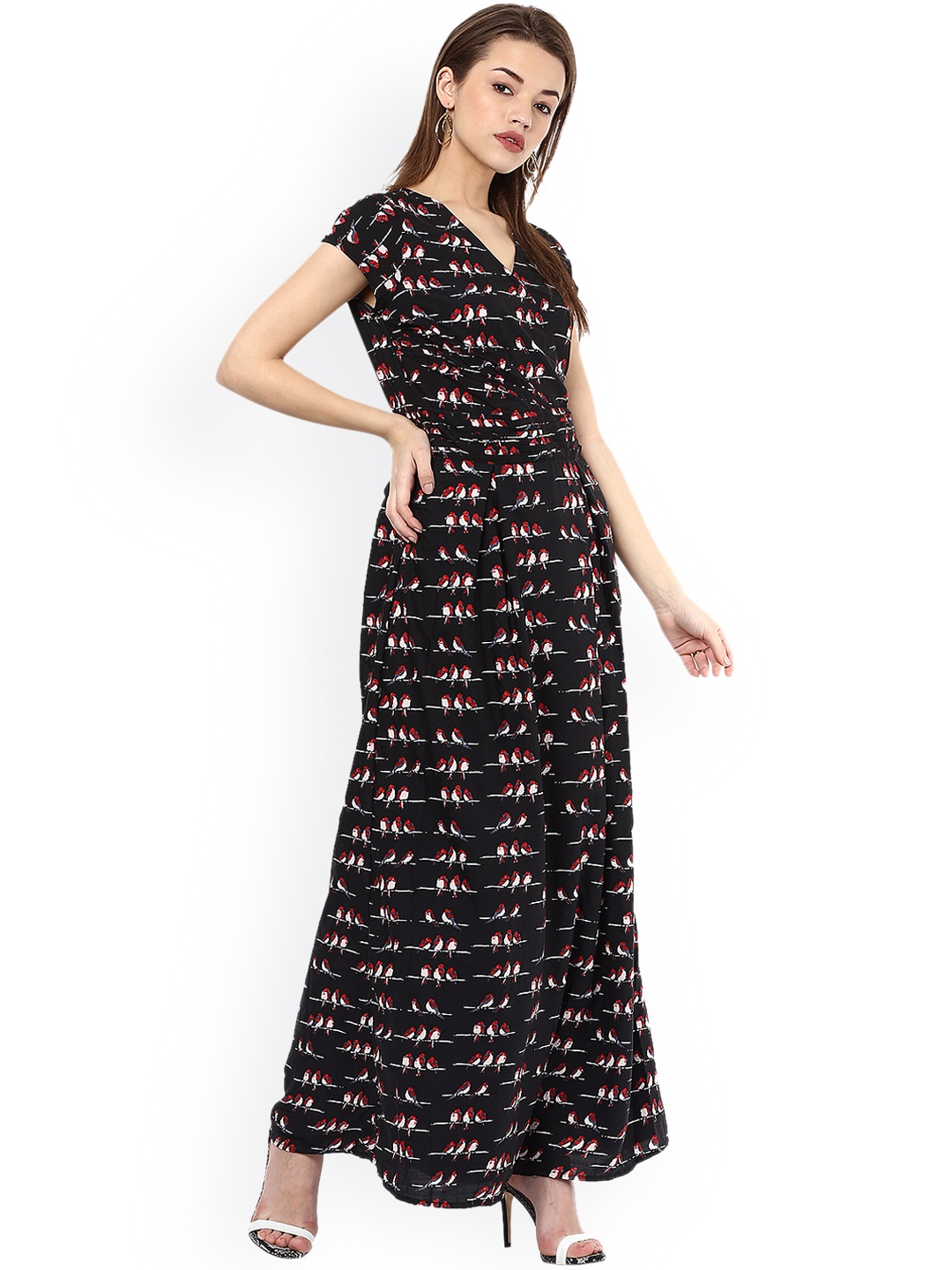 

La Zoire Women Black Printed Maxi Dress