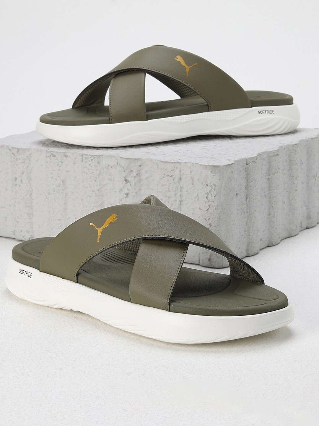 

Puma Softride Seave Slip-On Flip Flops, Olive