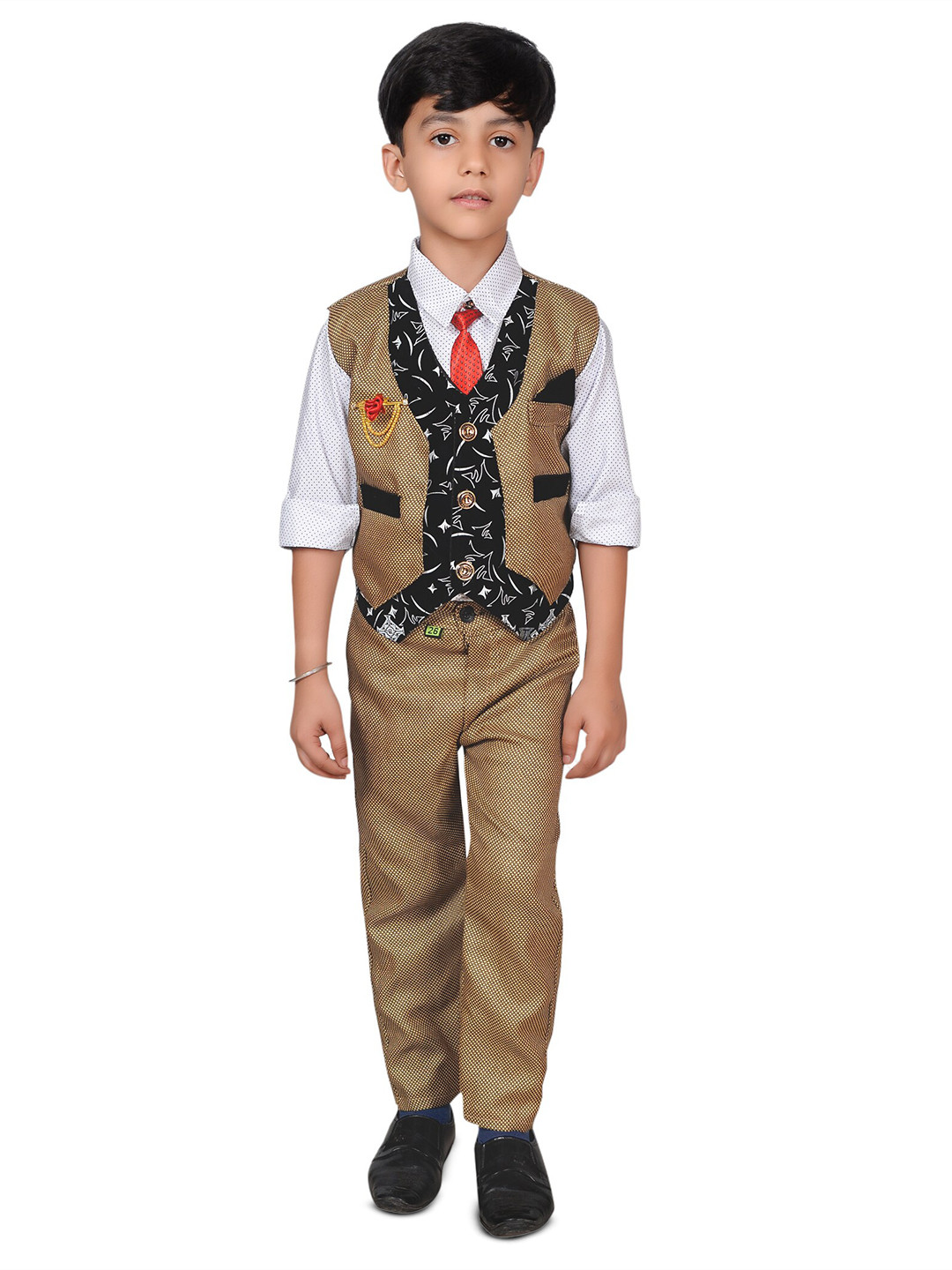 

BAESD Boys Shirt With Trousers And Waistcoat 3 Piece Suit, Mustard