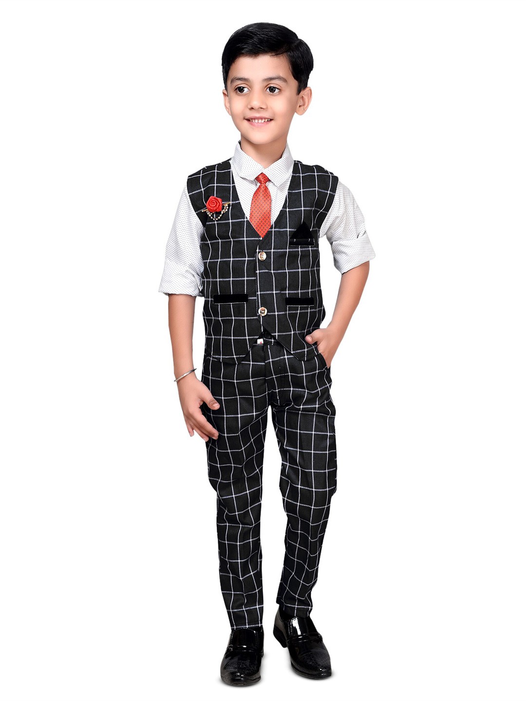 

BAESD Boys Shirt with Trousers & Waistcoat, Black