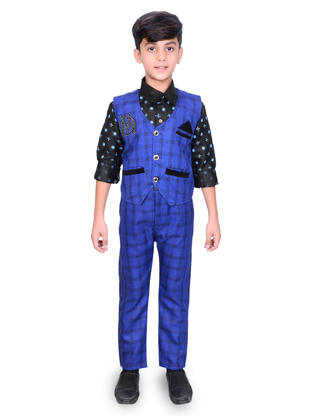 

BAESD Boys Printed 3 Piece Suit, Blue