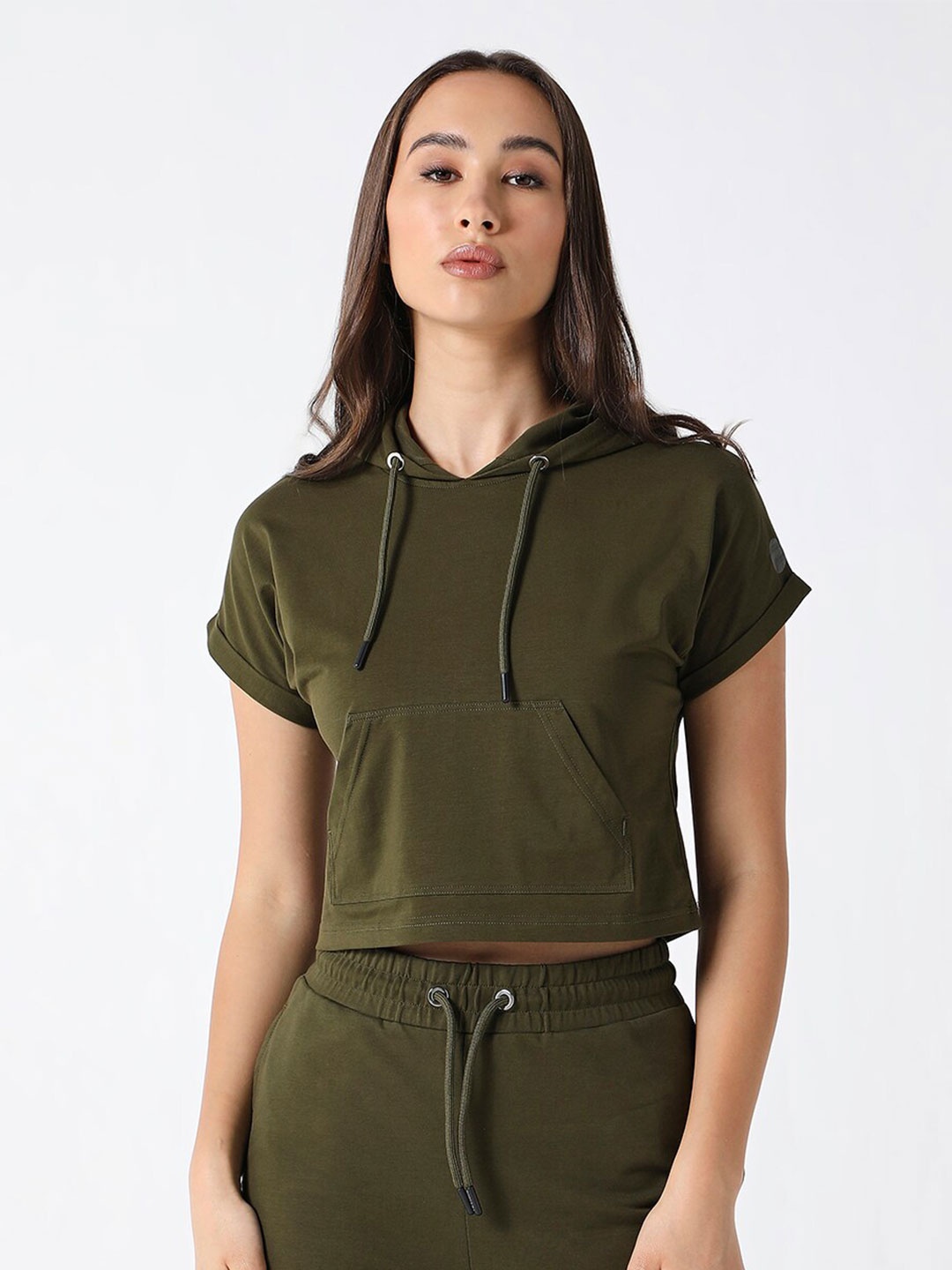 

Pepe Jeans Hooded Cotton Crop T-shirt, Olive