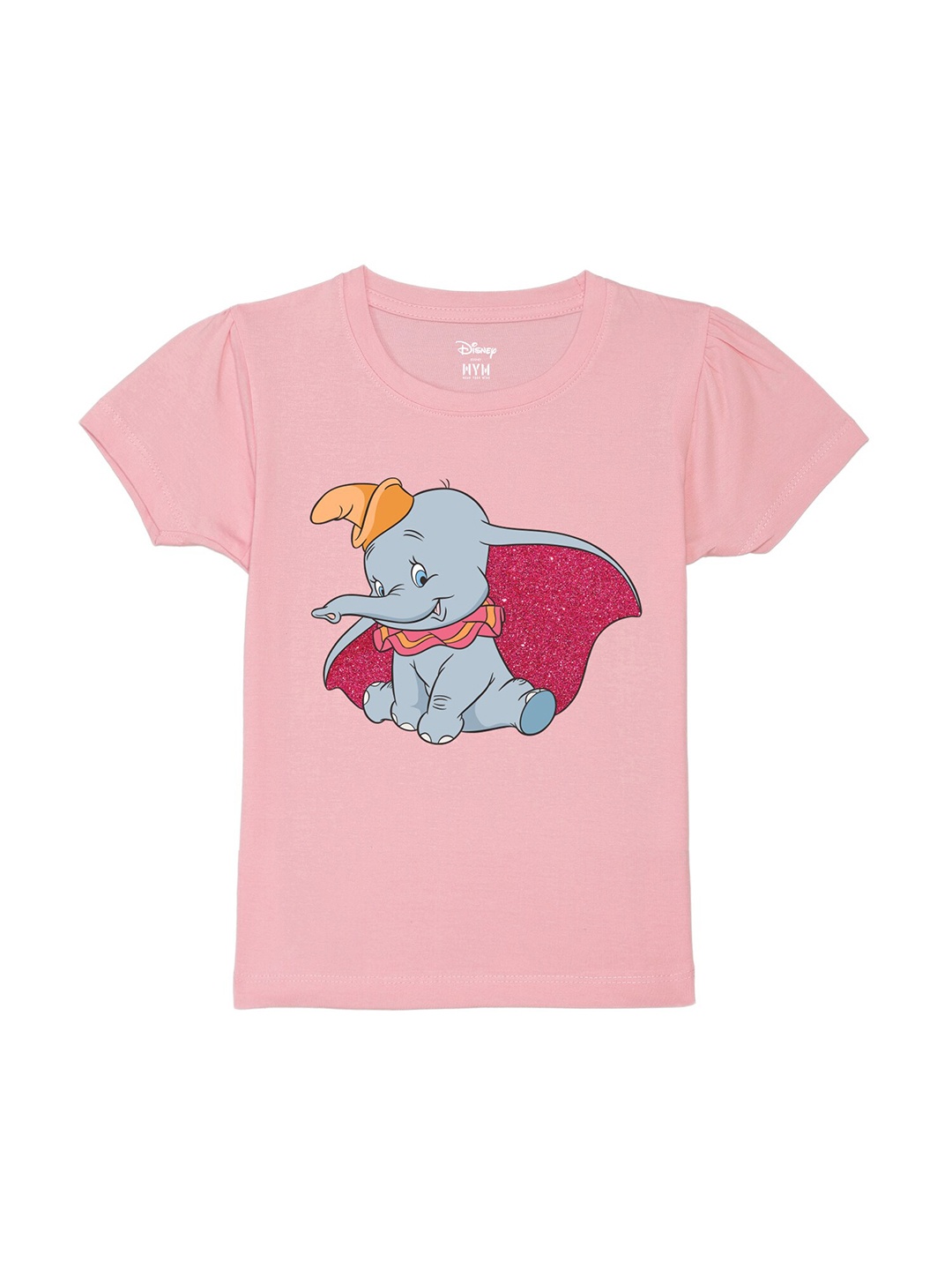 

Wear Your Mind Girls Humour And Comic Dumbo Puffed Sleeves Pure Cotton T-Shirt, Pink