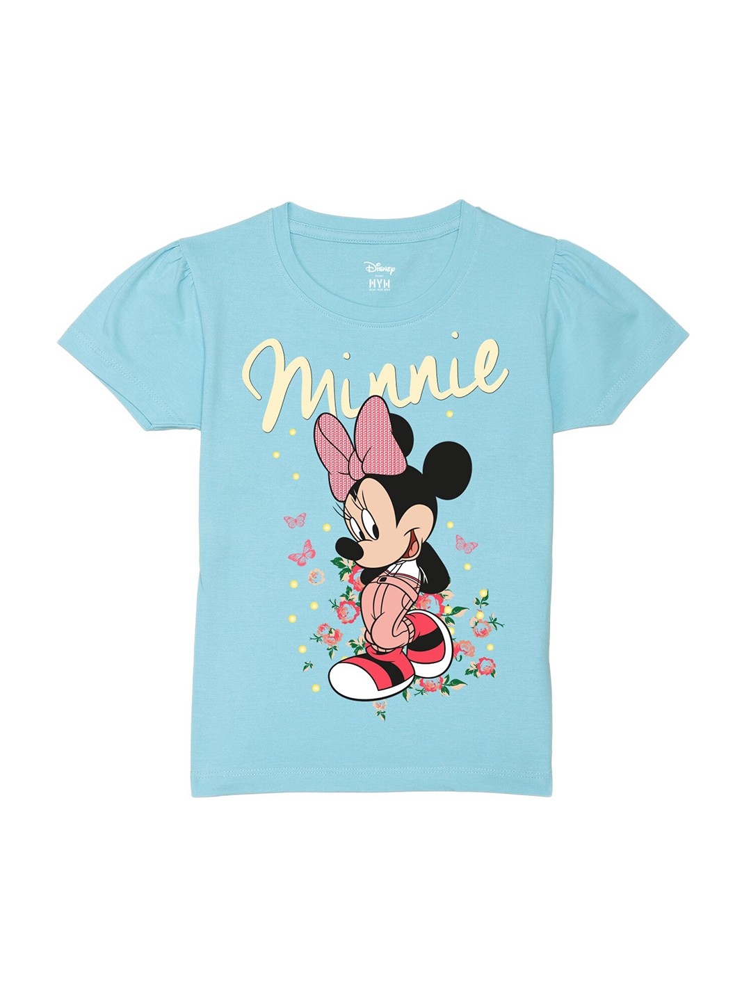 

Wear Your Mind Girls Minnie Mouse Printed Pure Cotton T-shirt, Blue