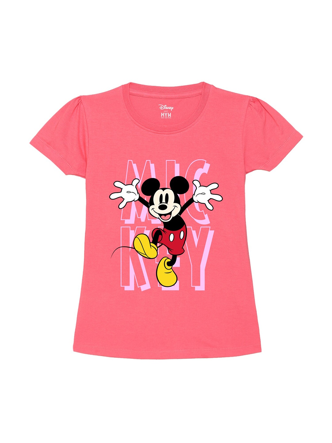 

Wear Your Mind Girls Minnie Mouse Printed Pure Cotton T-shirt, Pink