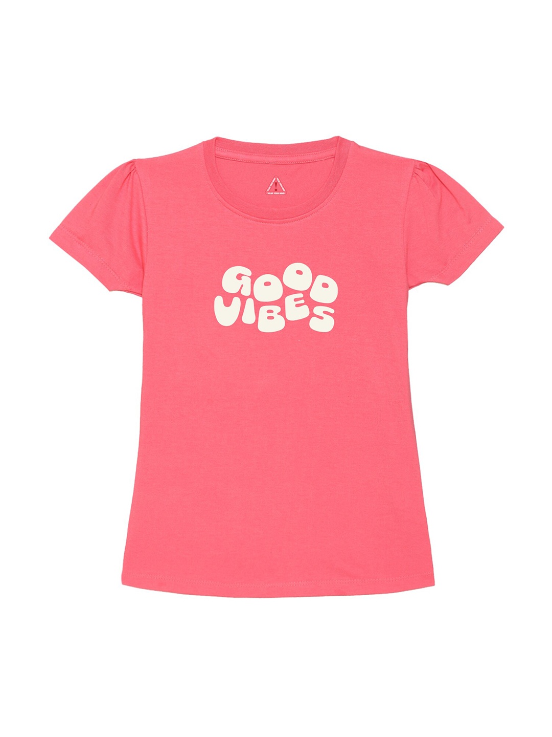 

Wear Your Mind Girls Typography Printed Pure Cotton T-shirt, Pink