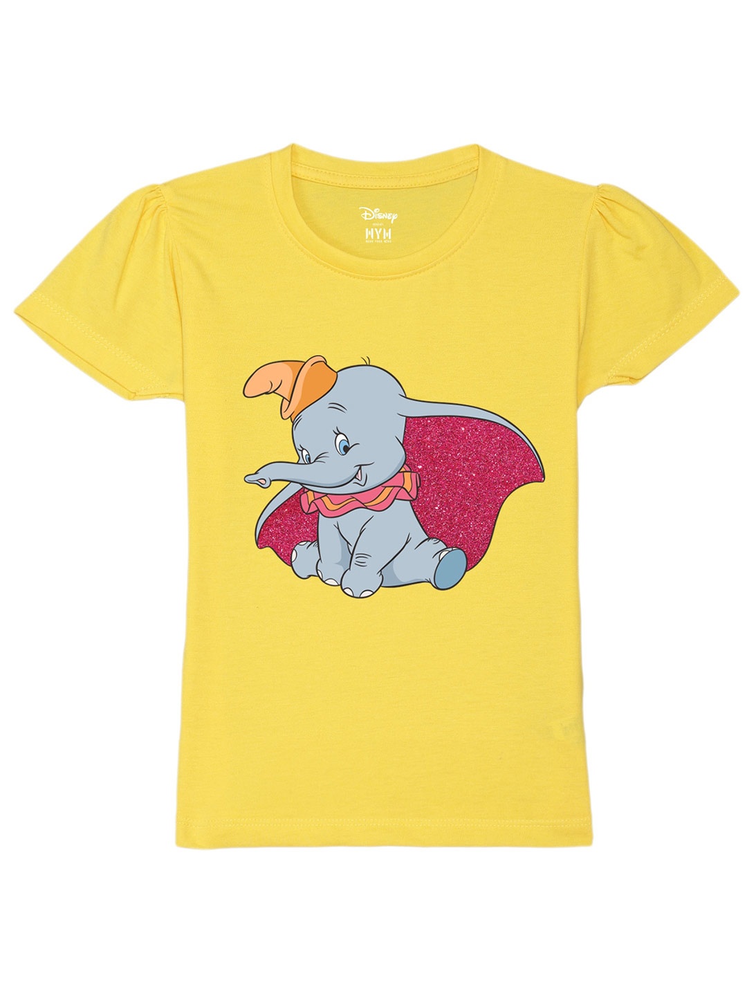 

Wear Your Mind Girls Dumbo Printed Pure Cotton T-shirt, Yellow