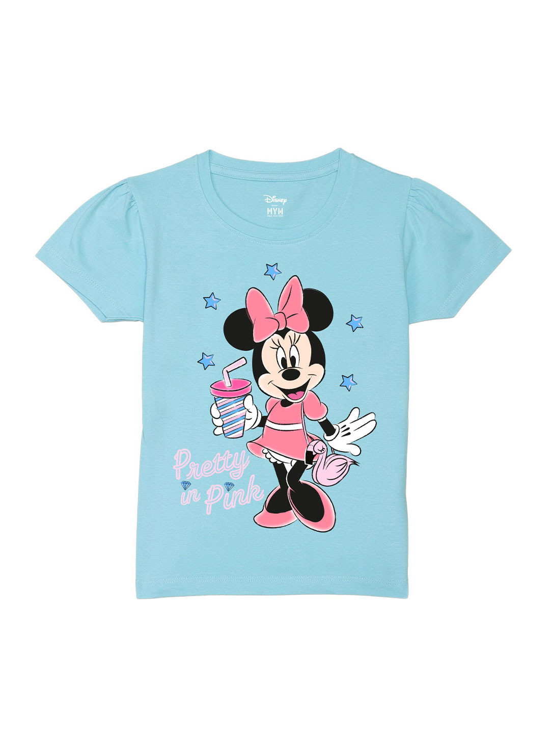 

Wear Your Mind Girls Minnie Mouse Cotton Printed Causal T-shirt, Blue