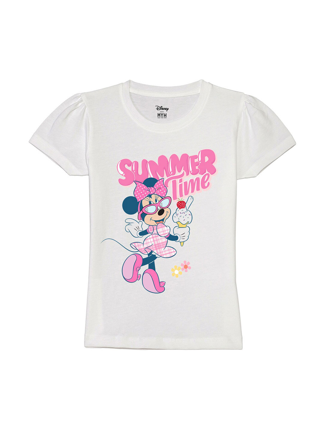 

Wear Your Mind Girls Minnie Mouse Printed Cotton T-shirt, White