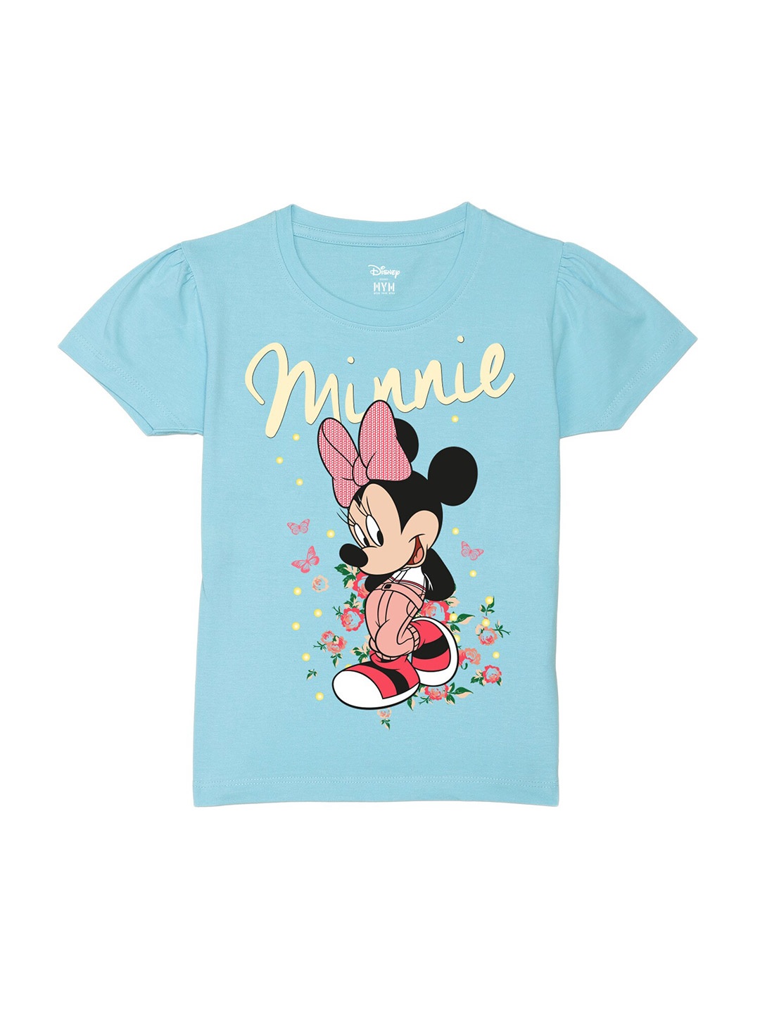 

Wear Your Mind Girls Minnie Mouse Printed Pure Cotton T-shirt, Blue