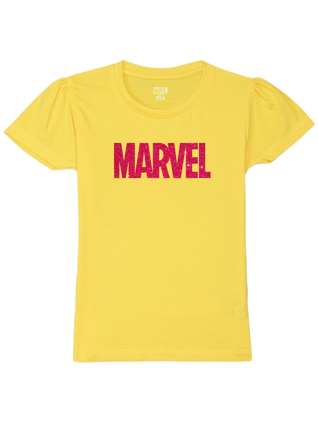 

Wear Your Mind Girls Typography Printed Pure Cotton T-shirt, Yellow