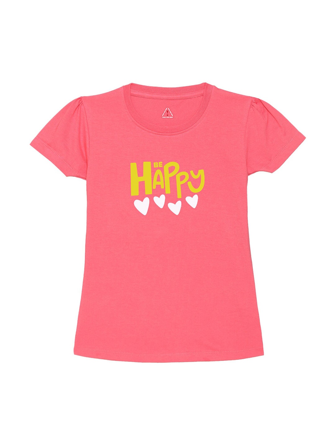 

Wear Your Mind Girls CottonTypography Printed Causal T-shirt, Pink
