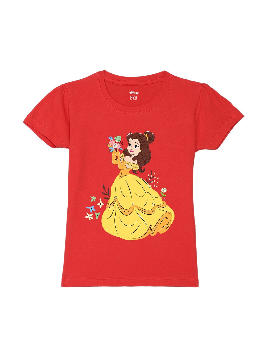 

Wear Your Mind Girls Cotton Disney Princess Graphic Causal T-shirt, Red