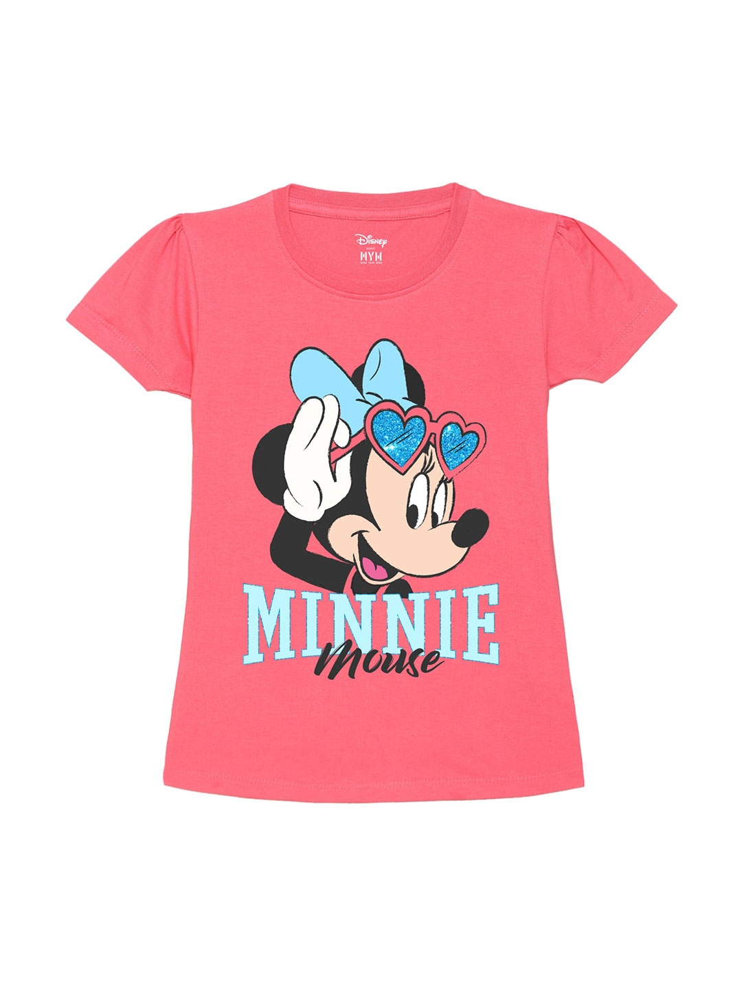 

Wear Your Mind Girls Minnie Mouse Printed Pure Cotton T-shirt, Pink