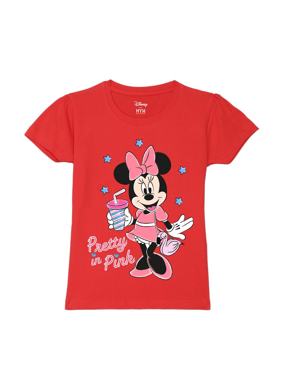 

Wear Your Mind Girls Minnie Mouse Printed Pure Cotton T-shirt, Red