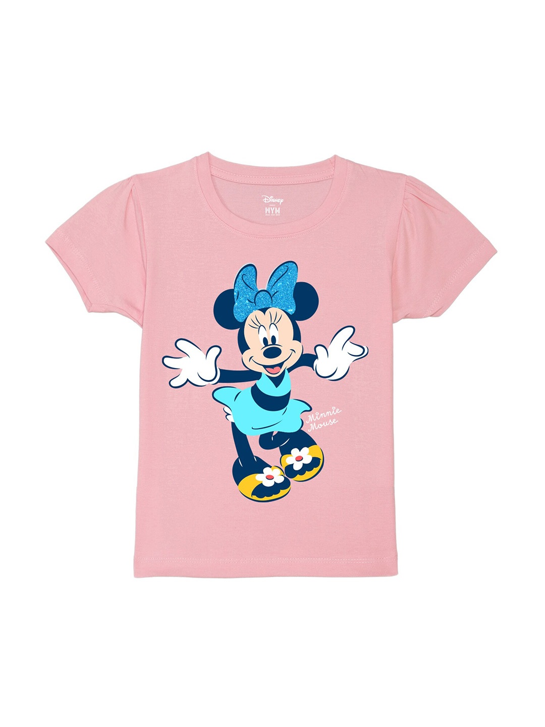 

Wear Your Mind Girls Minnie Mouse Printed Pure Cotton T-shirt, Pink