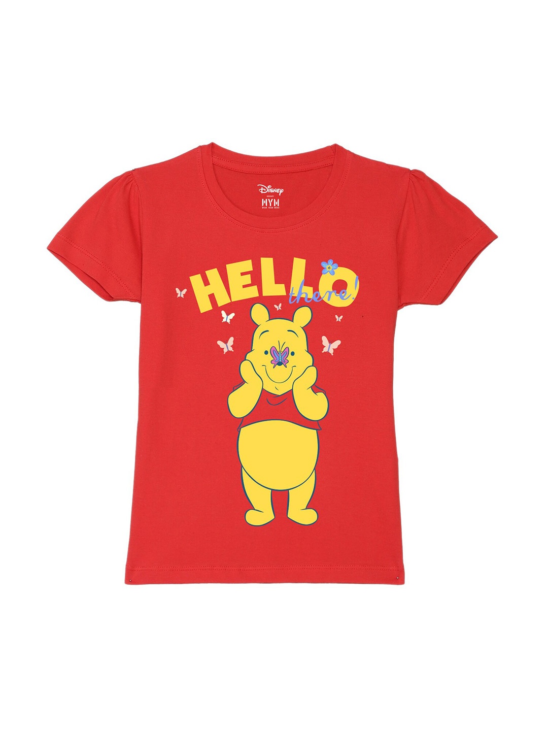 

Wear Your Mind Girls Winnie The Pooh Printed Pure Cotton T-shirt, Red