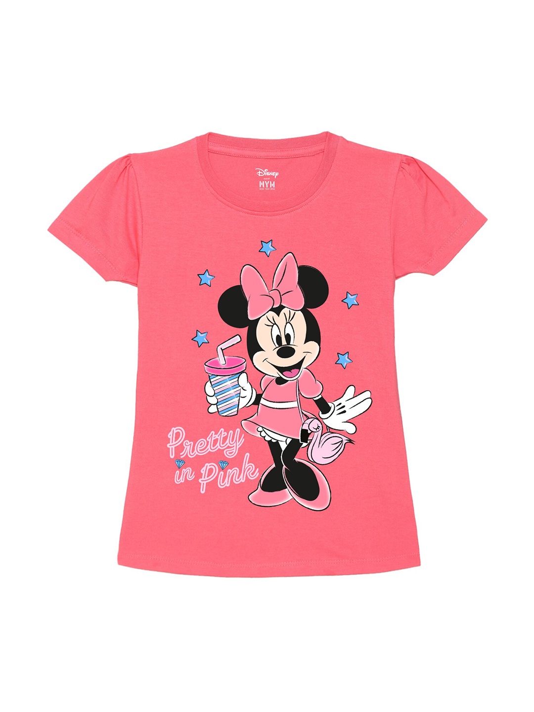 

Wear Your Mind Girls Minnie Mouse Printed Cotton T-shirt, Pink