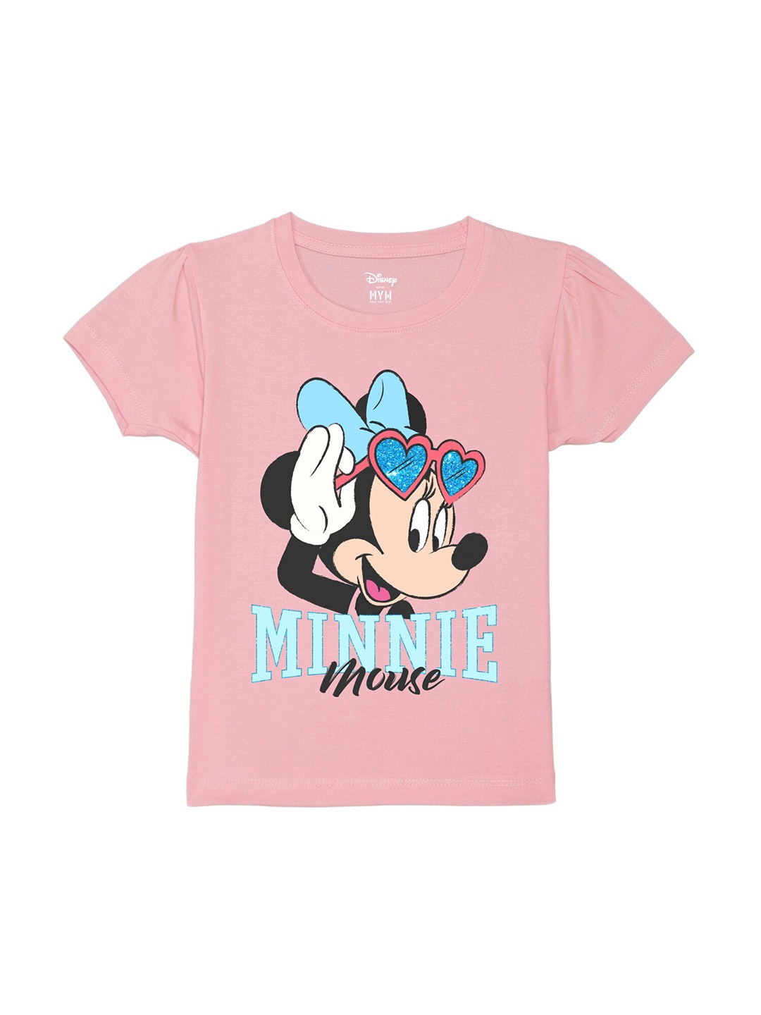 

Wear Your Mind Girls Minnie Mouse Printed Pure Cotton T-shirt, Pink