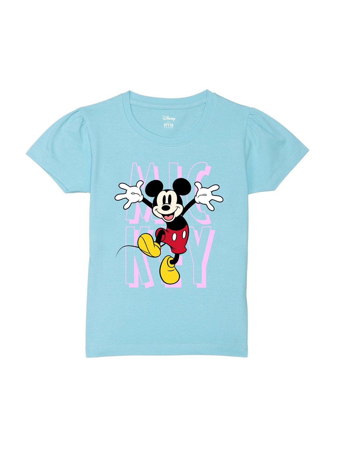 

Wear Your Mind Girls Mickey Mouse Printed Cotton T-shirt, Blue