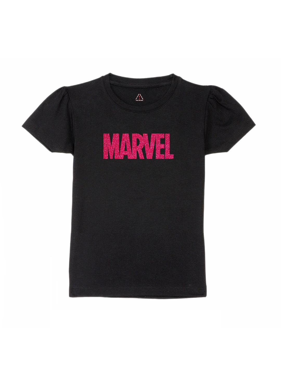 

Wear Your Mind Girls Marvel Cotton Typography Printed Dress, Black