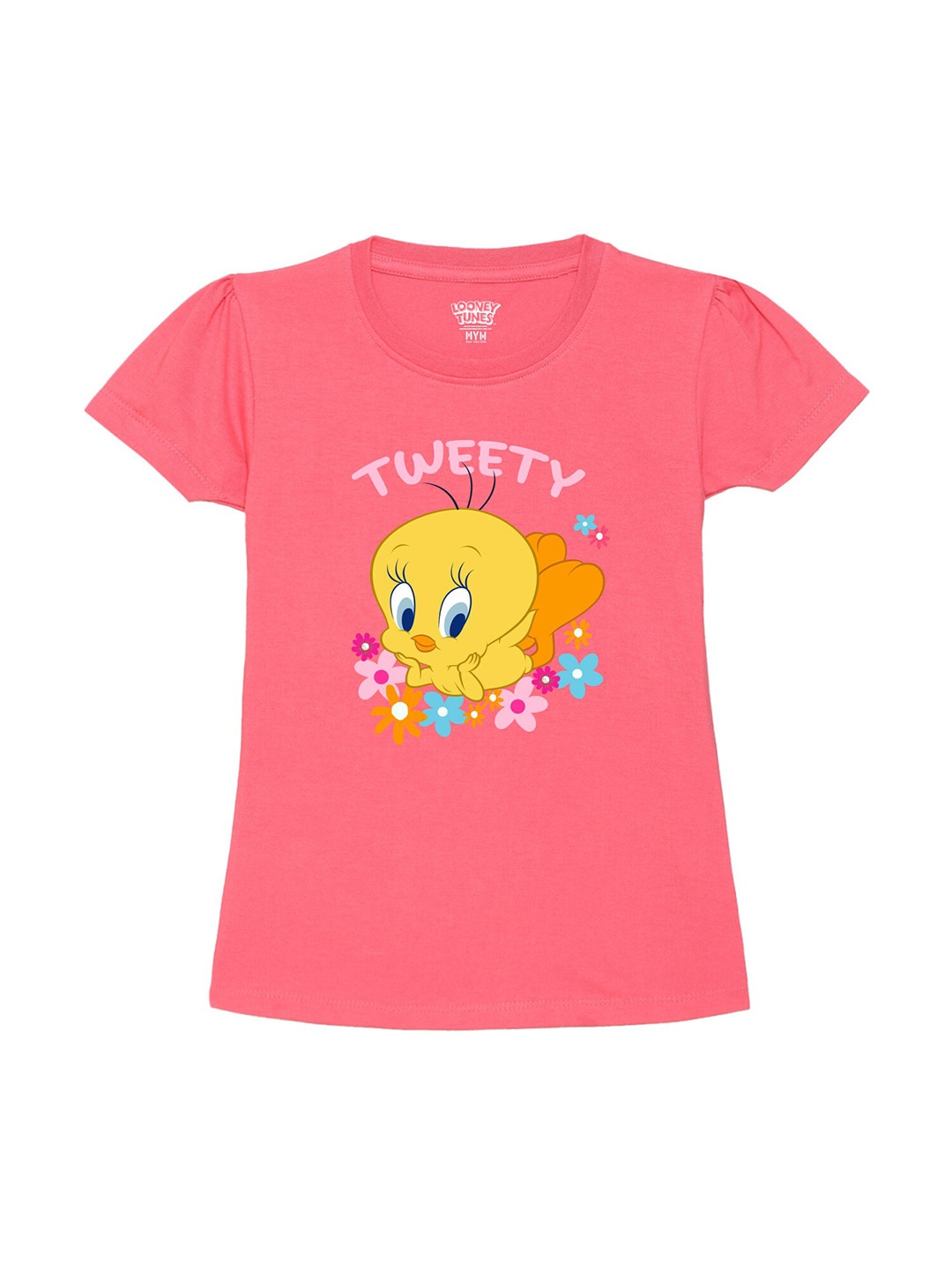 

Wear Your Mind Girls Tweety Printed Cotton T-shirt, Pink