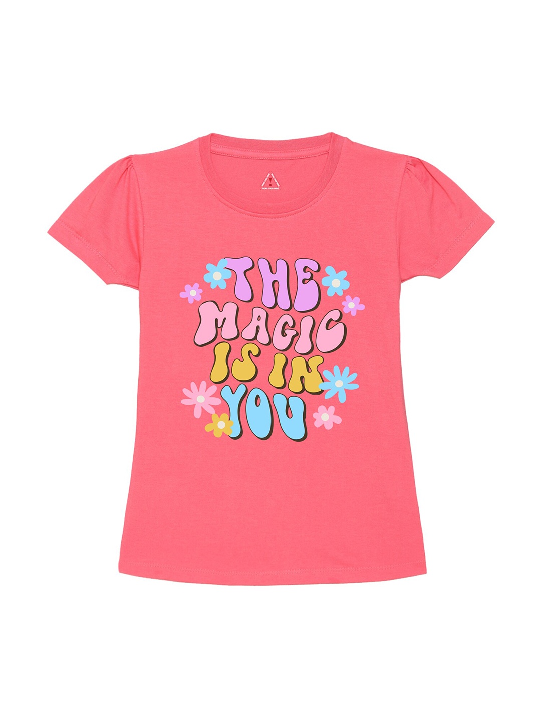 

Wear Your Mind Girls Typography Printed T-shirt, Pink