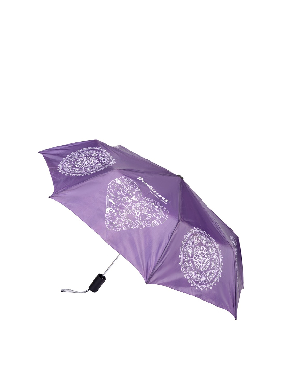 

Doodlicious Heart Mandala Doodle 3-Fold Semi Auto Umbrella, Purple