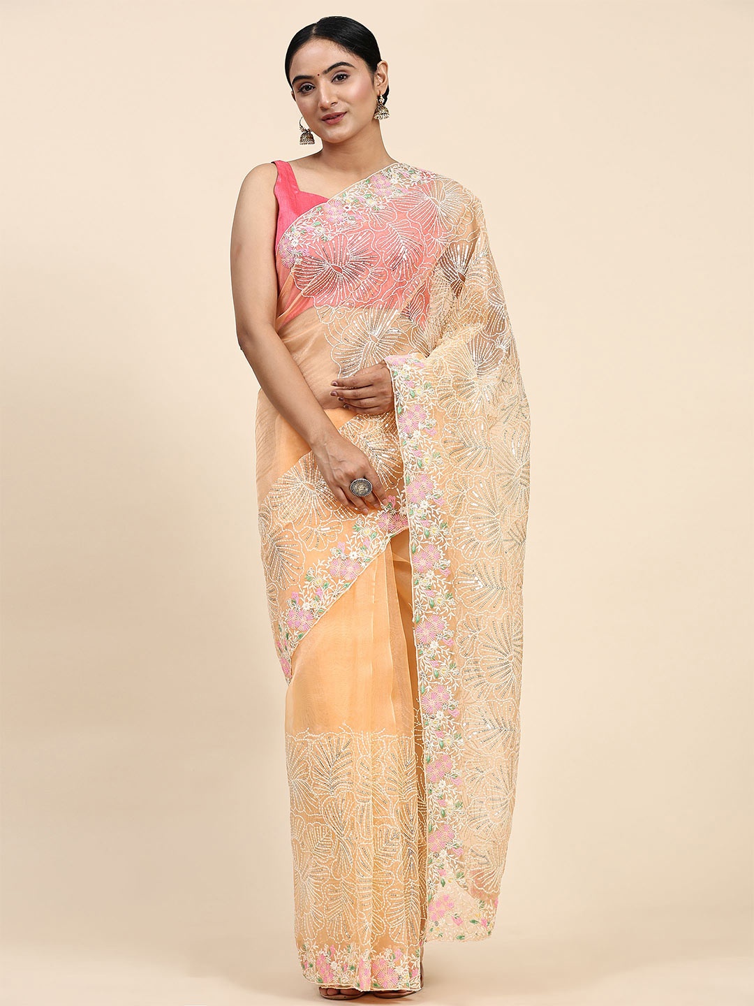 

Vastrasky Global Sequinned Embellished Sarees, Yellow