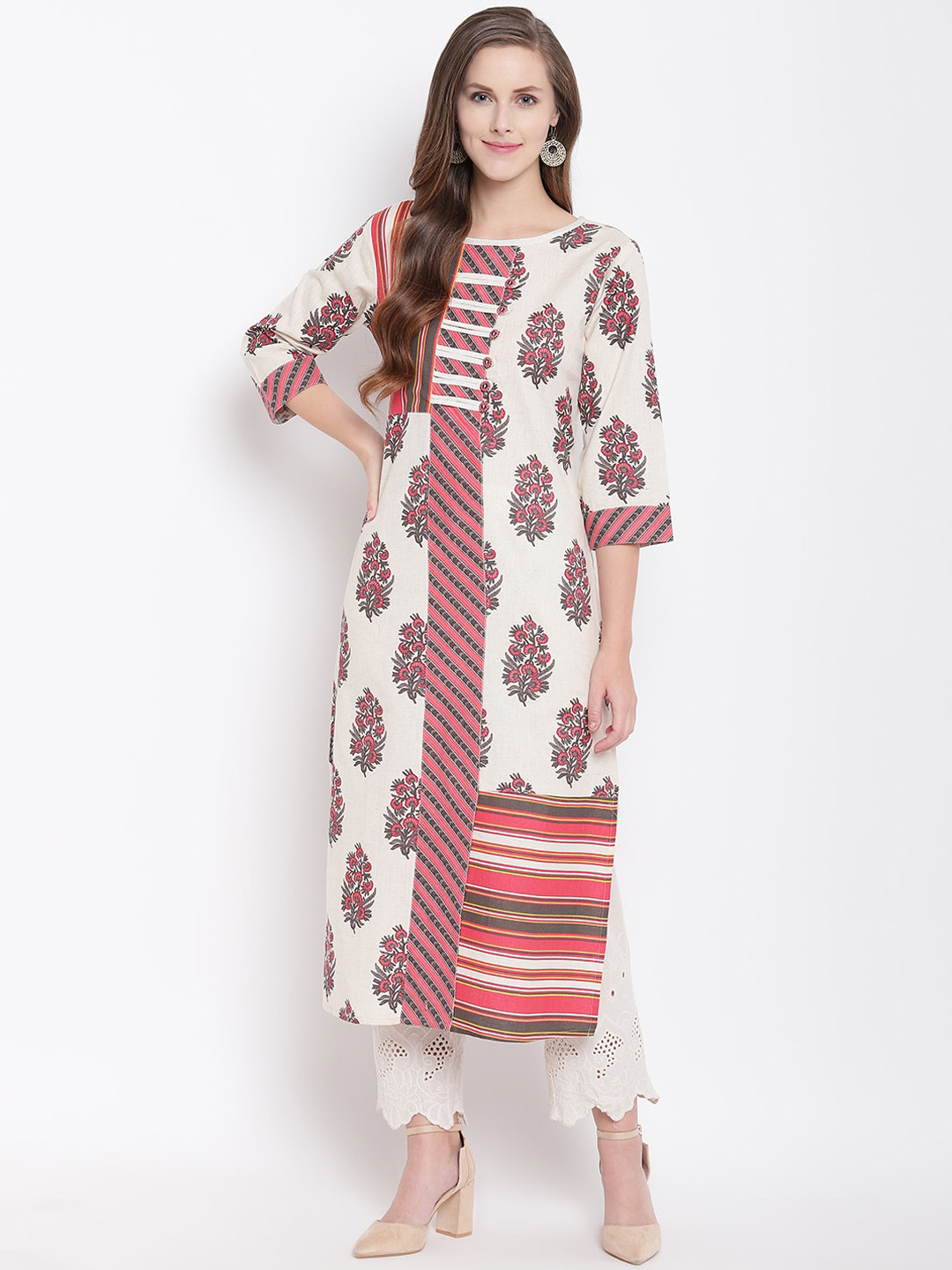 

Stylespace by Isha Ethnic Motifs Printed Cotton Kurta, White