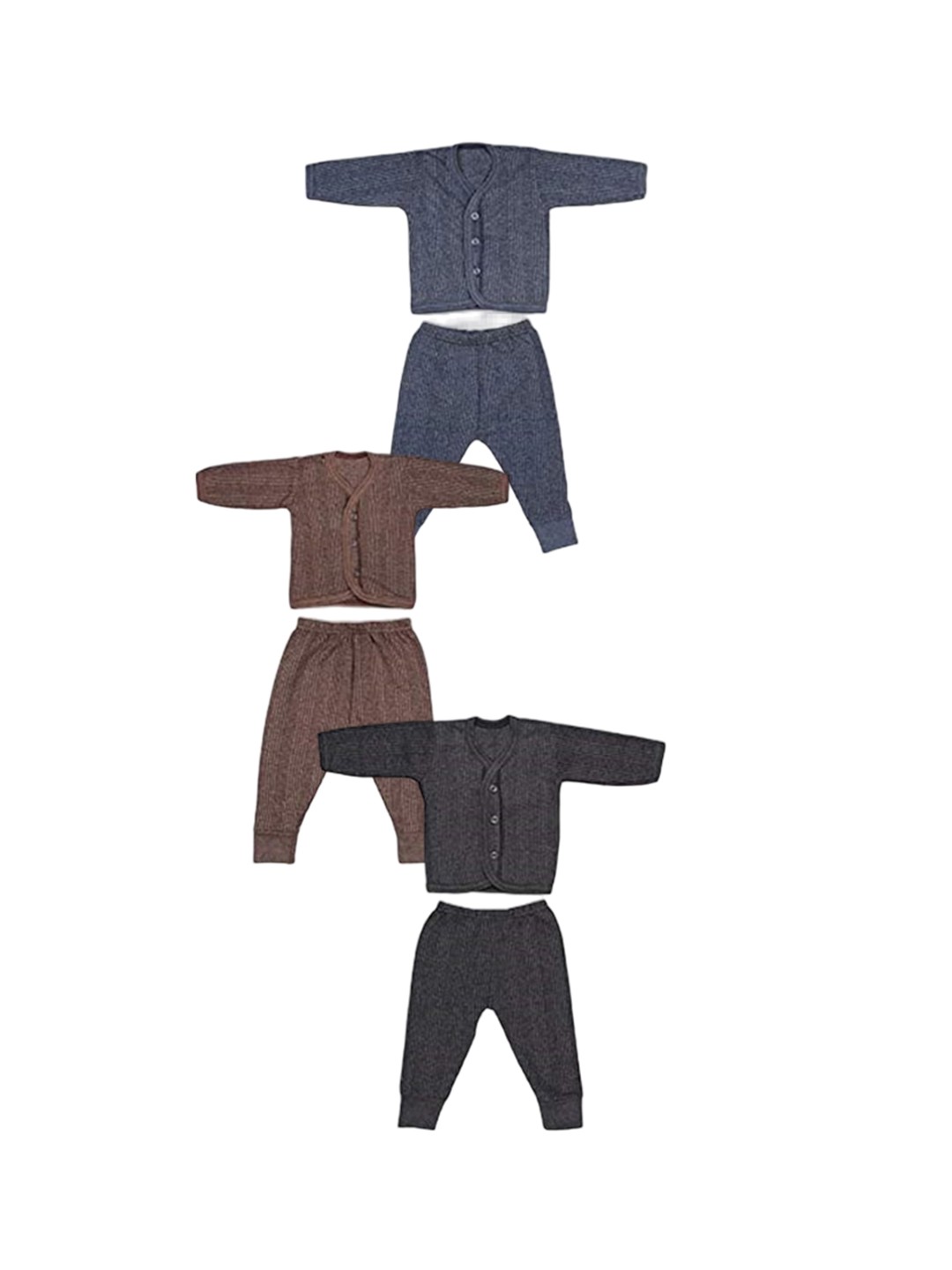 

Superminis Kids Pack of 3 Striped Cotton Thermal Set, Brown