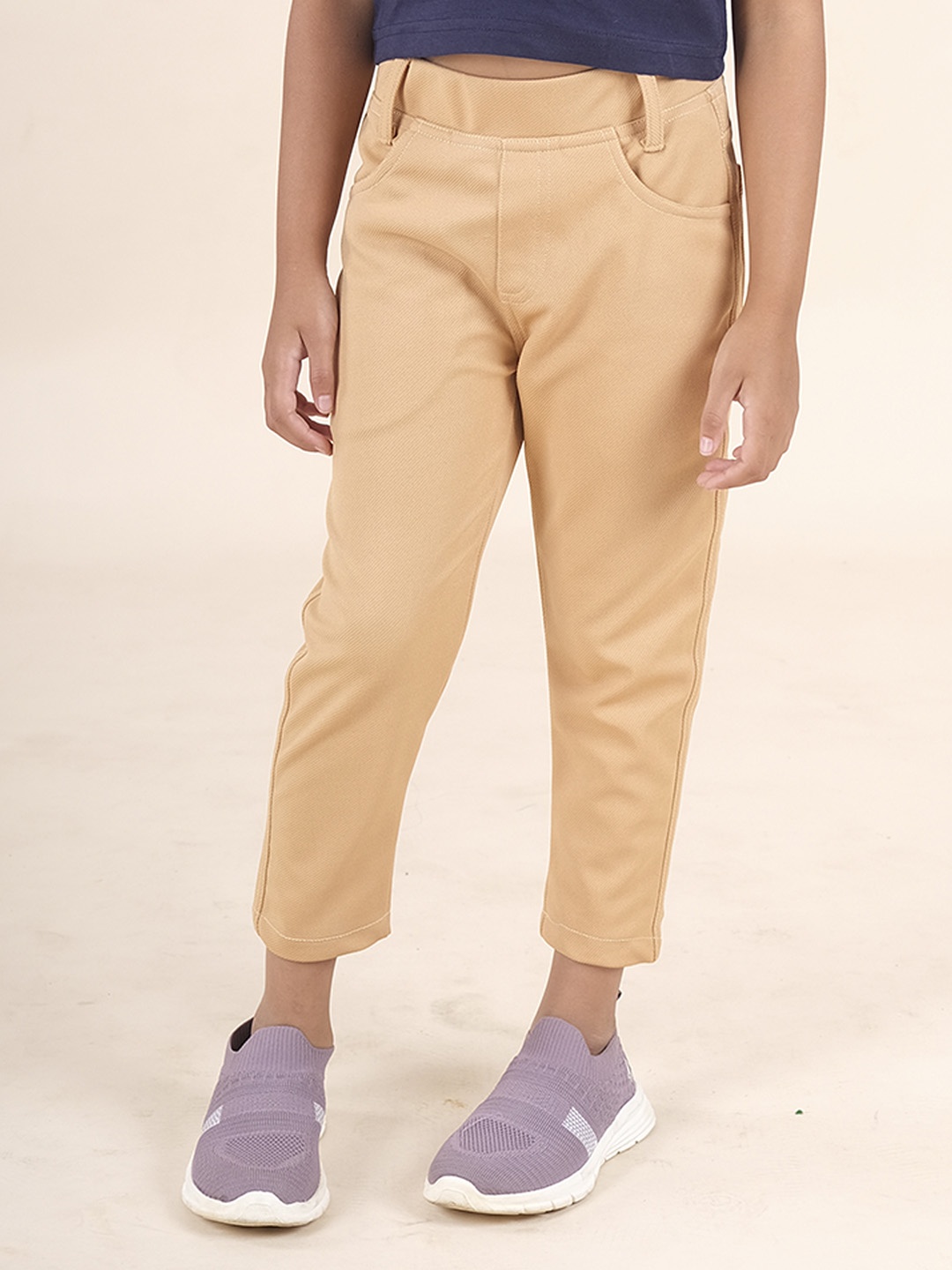 

KiddoPanti Girls Mid-Rise Regular Fit Jeggings, Beige
