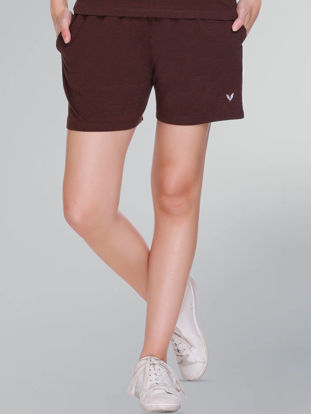 

GODFREY Women Cotton Regular Shorts, Coffee brown