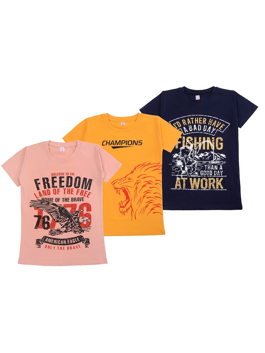 

FASLA Boys Pack of 3 Printed T-shirts, Pink
